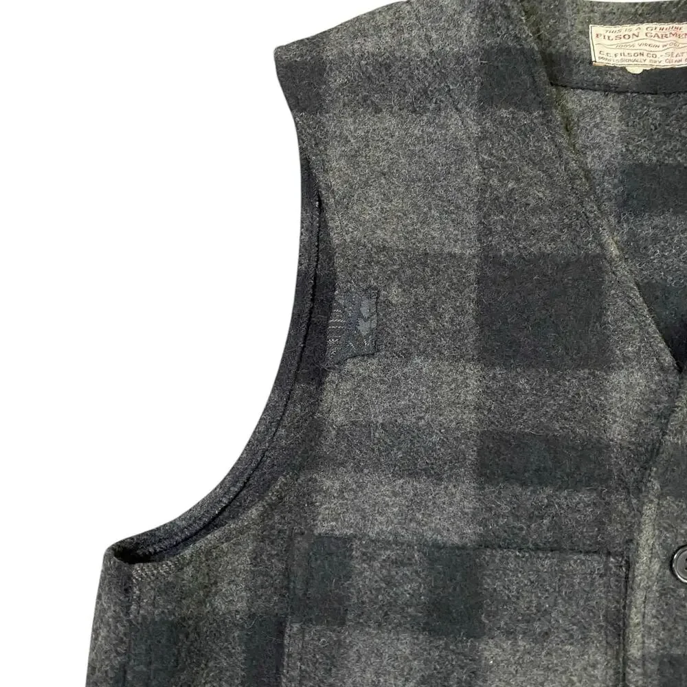 Filson Gray Plaid Wool Vest - Picture 3 of 5